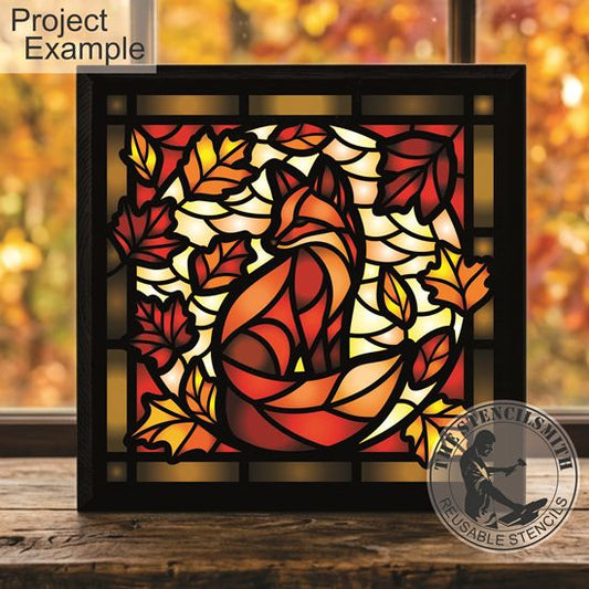 10733 Fox Fall Stained Glass Stencil