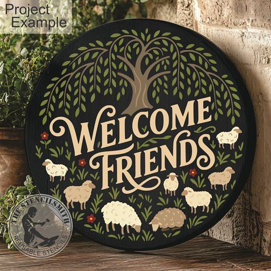 10741 Welcome Friends Sheep Stencil