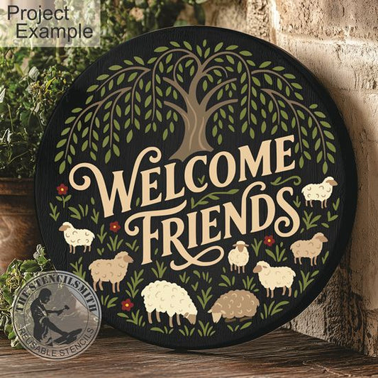 10741 Welcome Friends Sheep Stencil