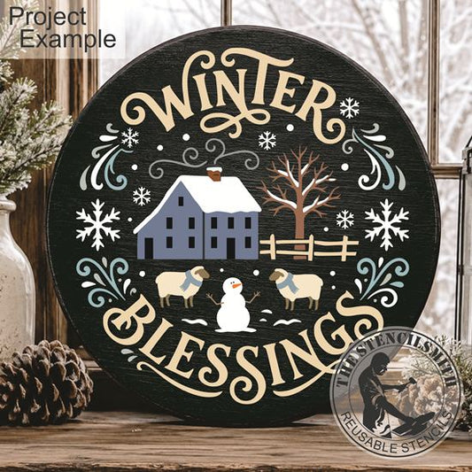 10742 Winter Blessings Saltbox Stencil