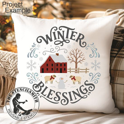 10742 Winter Blessings Saltbox Stencil