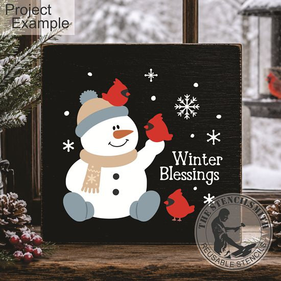 10749 Winter Blessings Cardinals Stencil