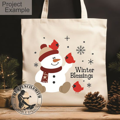 10749 Winter Blessings Cardinals Stencil