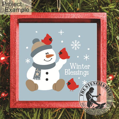 10749 Winter Blessings Cardinals Stencil