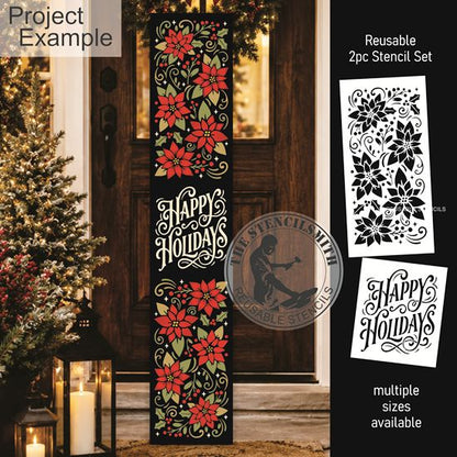 10752 Happy Holidays Poinsettia Stencil Set