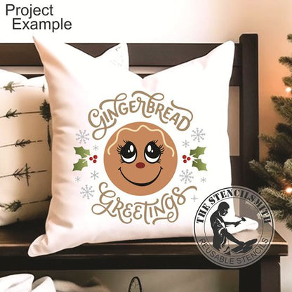 10767 Gingerbread Greetings Stencil