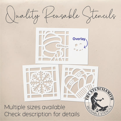 10775 Winter Stained Glass Mini 3pc Stencil Set - The Stencilsmith