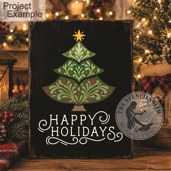 10788 Happy Holidays Tree Stencil