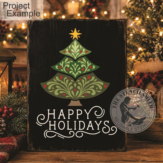 10788 Happy Holidays Tree Stencil