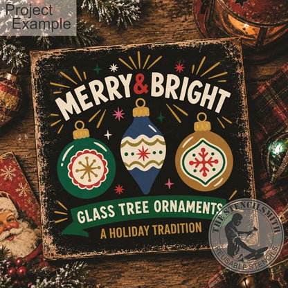 10787 Merry & Bright Glass Tree Ornaments Stencil