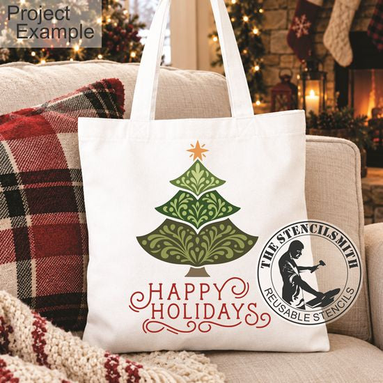 10788 Happy Holidays Tree Stencil