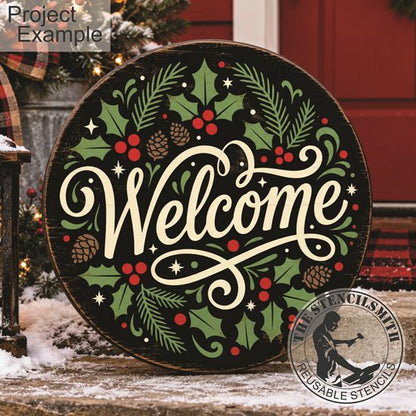 10792 Welcome Holly and Pine Stencil