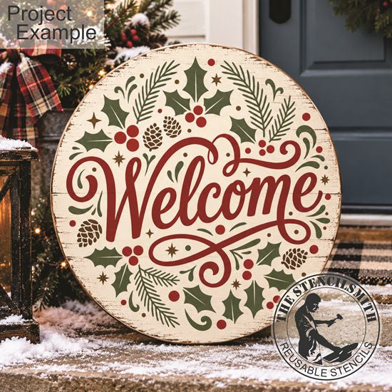 10792 Welcome Holly and Pine Stencil