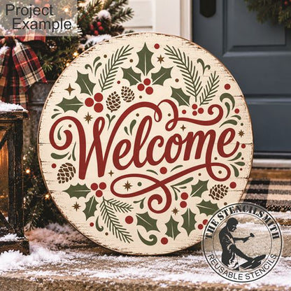 10792 Welcome Holly and Pine Stencil