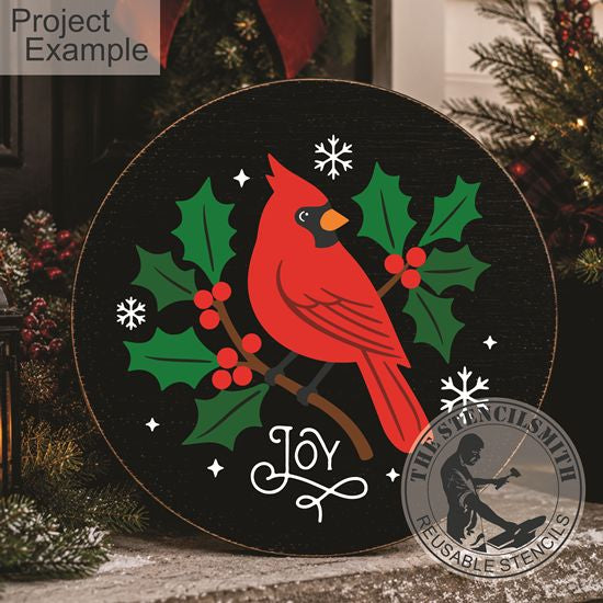 10802 Joy Cardinal & Holly Stencil