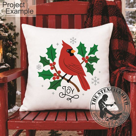 10802 Joy Cardinal & Holly Stencil