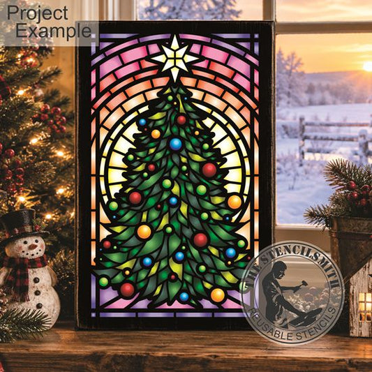 10804 Christmas Tree Stained Glass Stencil - The Stencilsmith