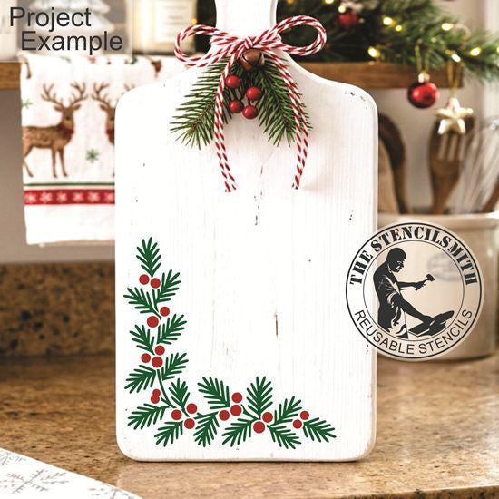 10813 Pine Berry Corner and Border Stencil