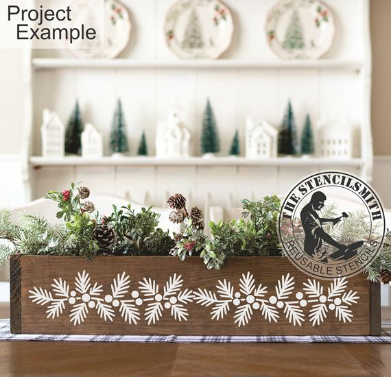 10813 Pine Berry Corner and Border Stencil