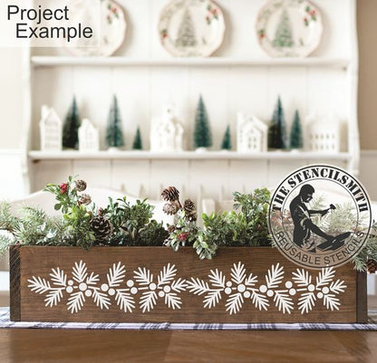 10813 Pine Berry Corner and Border Stencil