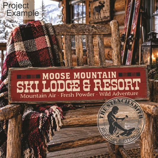 10816 Moose Mountain Ski Lodge Stencil