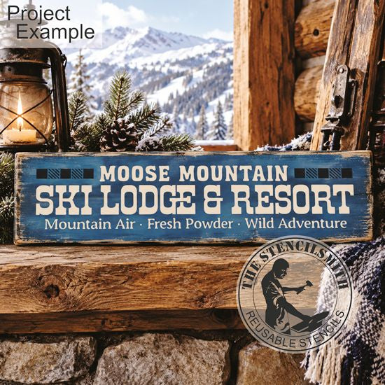 10816 Moose Mountain Ski Lodge Stencil