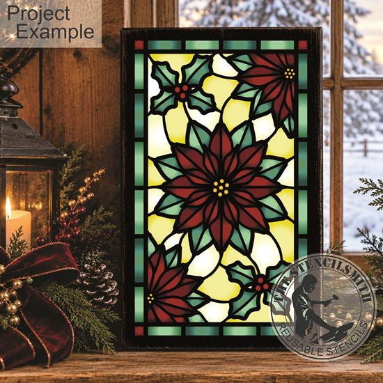10822 Poinsettia Stained Glass Stencil - The Stencilsmith