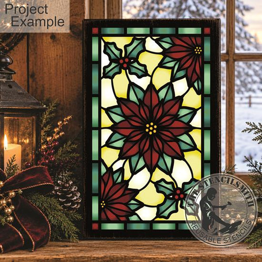 10822 Poinsettia Stained Glass Stencil - The Stencilsmith