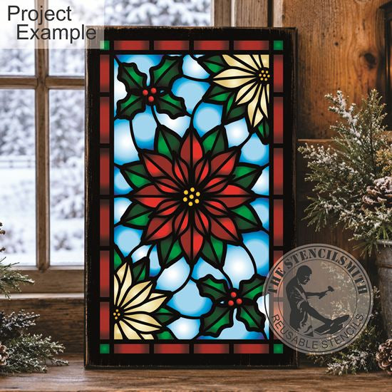 10822 Poinsettia Stained Glass Stencil - The Stencilsmith