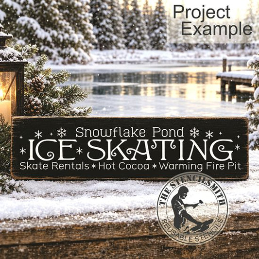 10823 Snowflake Pond Ice Skating Stencil - The Stencilsmith