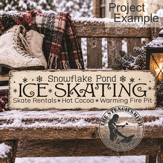 10823 Snowflake Pond Ice Skating Stencil - The Stencilsmith