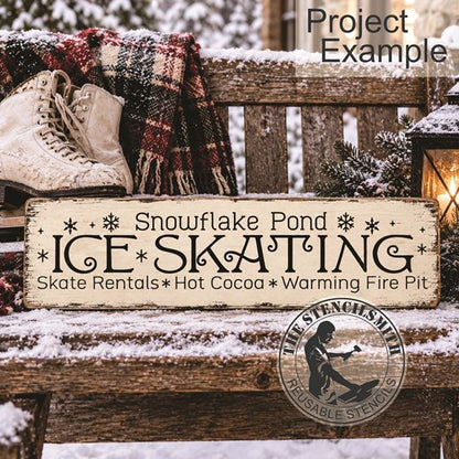 10823 Snowflake Pond Ice Skating Stencil - The Stencilsmith