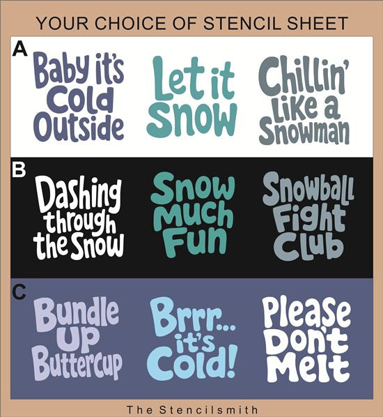 10827 Winter Phrase Stencils - The Stencilsmith