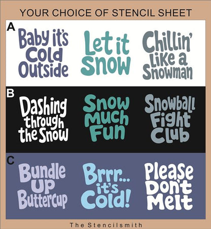 10827 Winter Phrase Stencils - The Stencilsmith