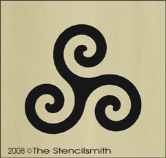 CLEARANCE #1141 - Triple Spiral / Triskele stencil - 8" - 10mil white mylar