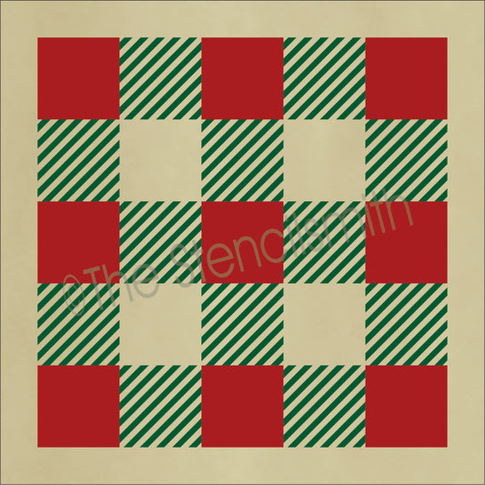 CLEARANCE #1707 - Gingham Plaid - Double Layer Stencil - 11.25" - 10mil white mylar