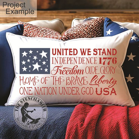 2286 - Flag Words stencil