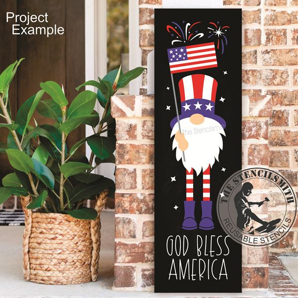 7396 God Bless America Gnome Stencil - The Stencilsmith