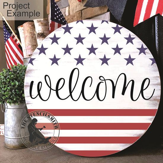 7589 Welcome Flag Stencil - The Stencilsmith