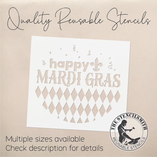 8646 Happy Mardi Gras Stencil - The Stencilsmith
