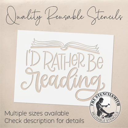 8741 I'd Rather Be Reading Stencil
