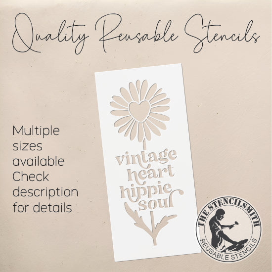 8788 - Vintage Heart Hippie Soul Stencil