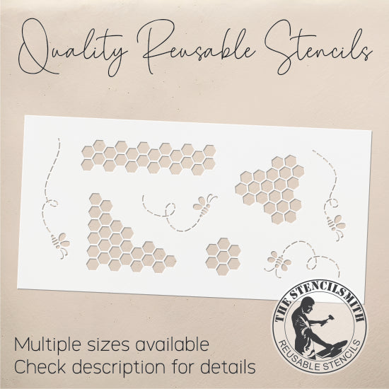 8792 - Bees And Honeycomb Stencil - The Stencilsmith