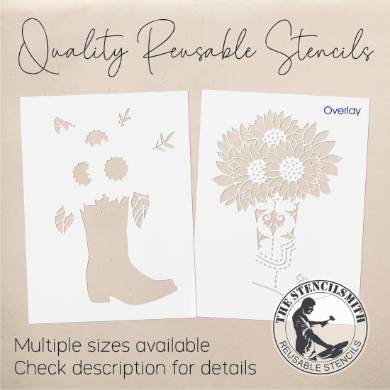 8976 Cowboy Boots with Flowers Stencil