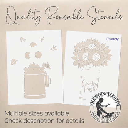 8992 Milk Can with Flowers Stencil