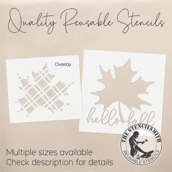 9016  hello fall plaid leaf stencil
