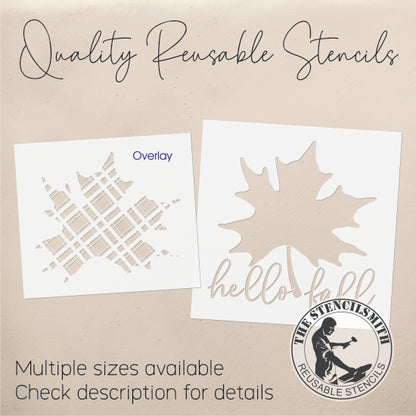 9016  hello fall plaid leaf stencil