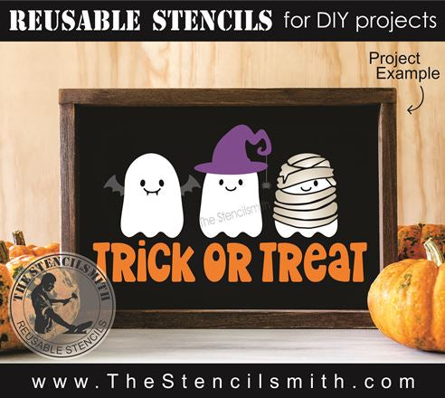 9049 trick or treat ghosts stencil - The Stencilsmith