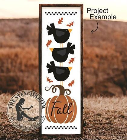 9054 Fall Crow Stack Stencil - The Stencilsmith