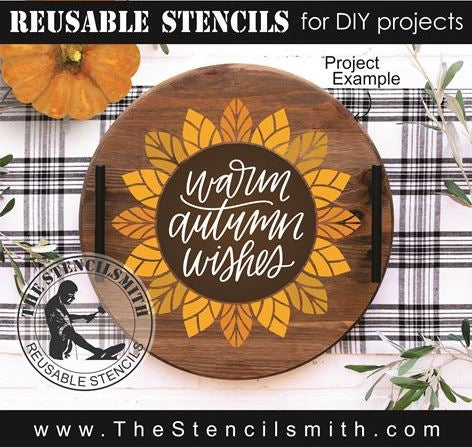 9102 warm autumn wishes sunflower stencil - The Stencilsmith